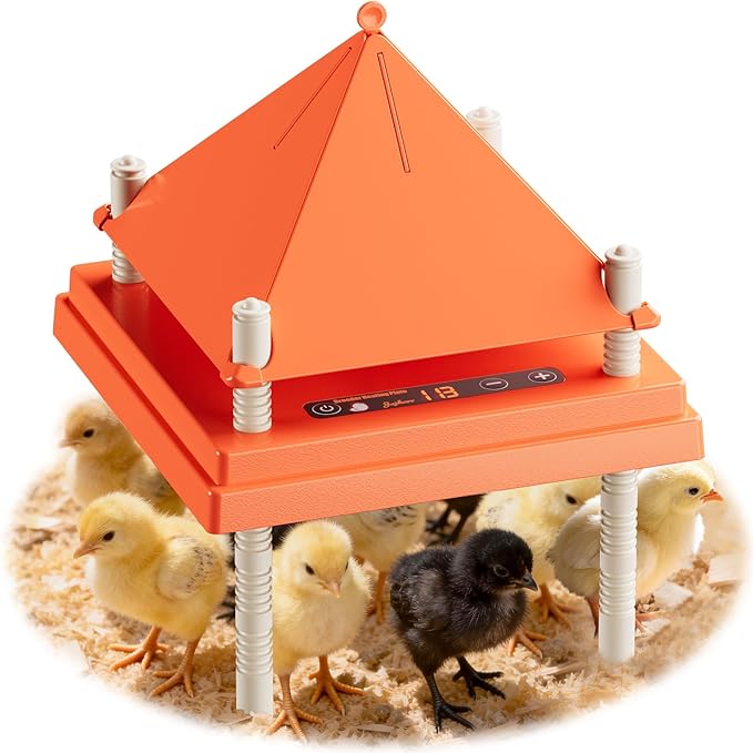 Smart Chick Brooder Heating Plate 10"x10" with Digital Temp Control (95℉-149℉), Stepless Adjustable Height & Anti-Roosting Cone, Mother Hen Chick Heater for Up to 15 Chicks