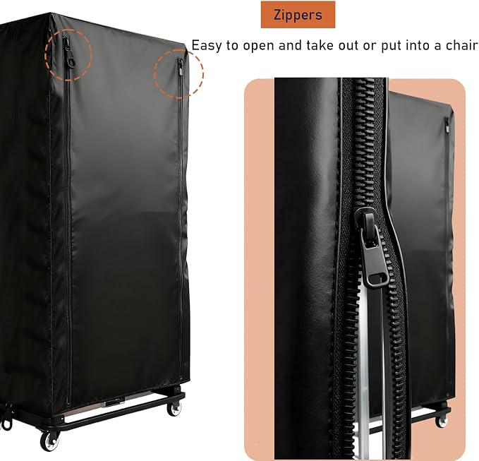 Folding Chair Rack Cover for VEVOR Folding Chair Rack, Waterproof Chair Cart Cover, Dust Proof Chairs Storage Dolly Chairs Holder Covers- 46” L x 20" W x 72" H