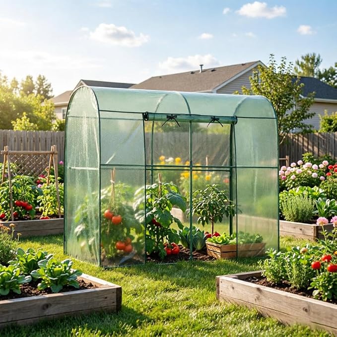 Crop Cages for Garden Plant, Plant Protection Tent with Zippered Door, Raised Bed Cover, Garden Bed Cover with Frame, Wind-Resistant Plant Cages for Outdoor Plants Vegetable Flower 87''*43''*71''