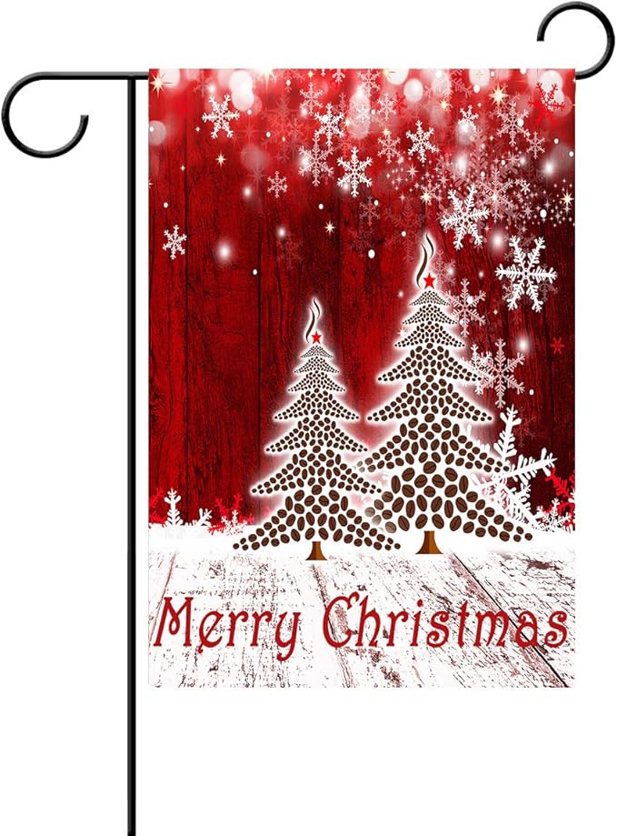 Merry Christmas Tree Snowflake Garden Flag Winter Snow Double Sided Flags House 28" x 40", Xmas Winter Snowman New Year Red Garden Flags Vertical Yard Banner Outdoor Decoration