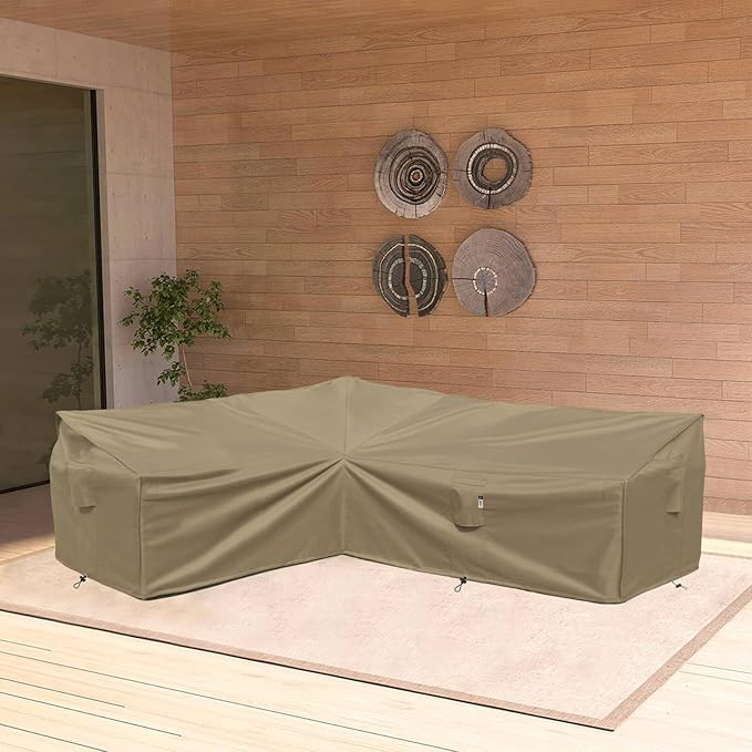 Heavy Duty Outdoor Sectional Couch Covers, 83"X104" Waterproof 600D Patio Sectional Sofa Cover, L-Shaped Lawn Patio Furniture Cover, Left Facing