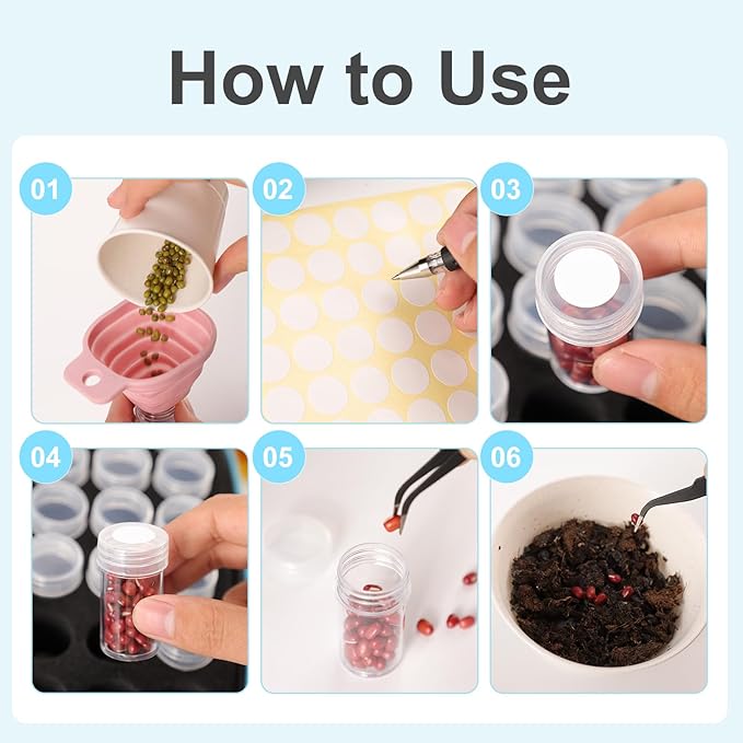Seed Storage Organizer, Seed Storage Container with 120 Slot, Sturdy Seed Organizer Storage Box with Zipper Bag Label Stickers, 120 Plastic Bottles, Funnel, 2 Tweezers, for Flower Plants Garden
