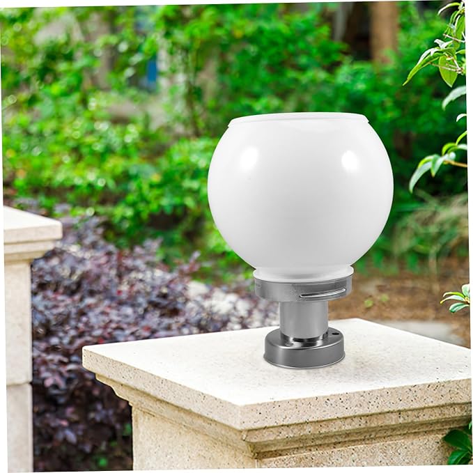 SOLUSTRE Solar Wall Pillar Lamp Outdoor 10.03X7.87In Round Ball Led Post Light Waterproof Solar Powered Landscape Lighting for Garden Patio Fence