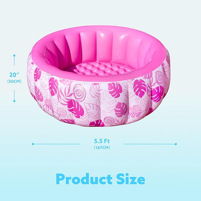 SLOOSH Inflatable Swimming Pool,5.5ft x 20 Inch Full-Sized Blow Up Durable Thickened Luxury Above Ground Family Pool with Comfortable Backrest for Summer Water Party Backyard Garden Lawn,Pink