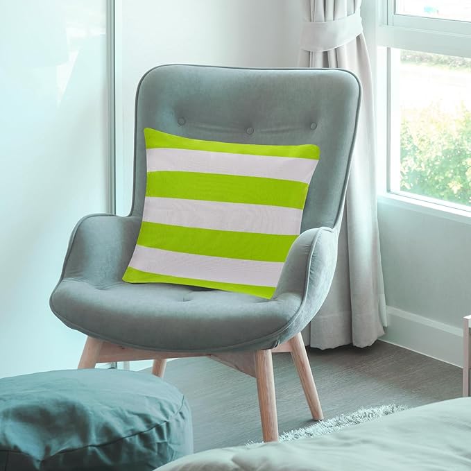 tiggell 4 Pack Waterproof Pillow Covers Outdoor Throw Pillowcases Decorative Garden Cushion Case for Home Garden Patio Couch Balcony Striped (Green & White, 18 * 18 inch)
