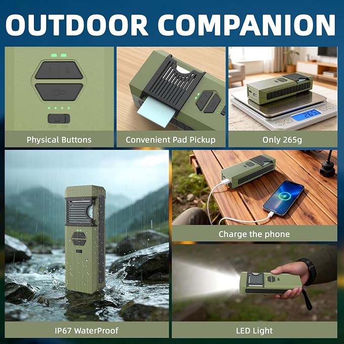 9000mAh Rechargeable Mosquito Repellent Device,Portable Outdoor Mosquito Repeller with 360° Coverage for 96 Sq.Ft,Dual-Zone Heating & LED Light for Patio,Camping,Fishing (Pad Not Included)