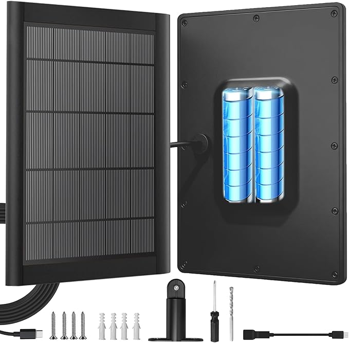 5W Solar Panel Charger with 3500mWh Internal Battery Compatible with Blink Outdoor 4 (4th Gen)/Blink (3rd Gen) XT3 & Blink XT/XT2 Camera,10Ft Outdoor Power Cable and Adjustable Mount (1Pack -Black)