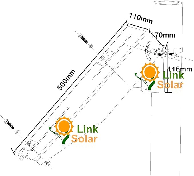 Solar Panel Pole Mount Kit Single Arm Pole-wall Mounting Brackets Support Solar Panels from 5W to 50W