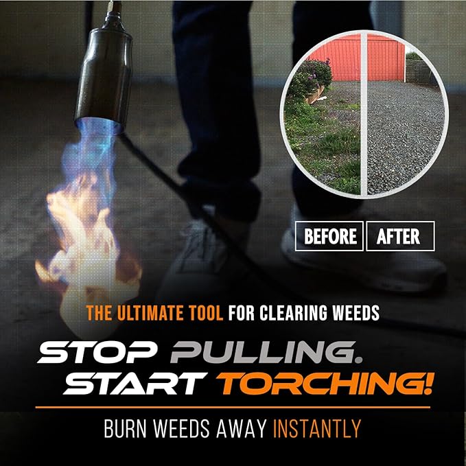 Sunlight® Propane Torch Weed Burner with 13 ft Hose, Adjustable 2,200,000 BTU Self Igniting Flamethrower, Heavy Duty Turbo Blow Torch For Garden, Wood, Melting Ice, Snow, Stumps, Grilling | May Vary