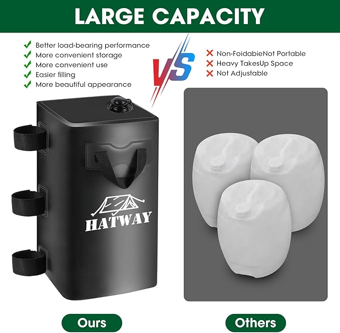 Hatway Canopy Weights,176 LBS Water Bag Set of 4 Leg Weights for Pop Up Canopy,Gazebo,Canopies,Tent-4 * 20L-Black