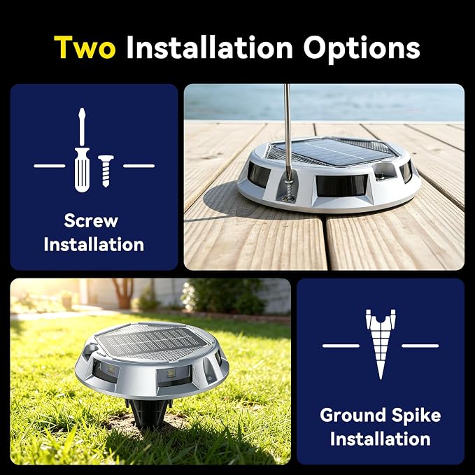 AGPTEK Round 12 Modes 9 in 1 Solar Driveway Lights with Remote Control 4 Pack-30H Runtime, IP67 Waterproof, 3-Ton Load Capacity, RGB Color Changing Outdoor Lights for Patio, Garden, Deck, Dock, Step
