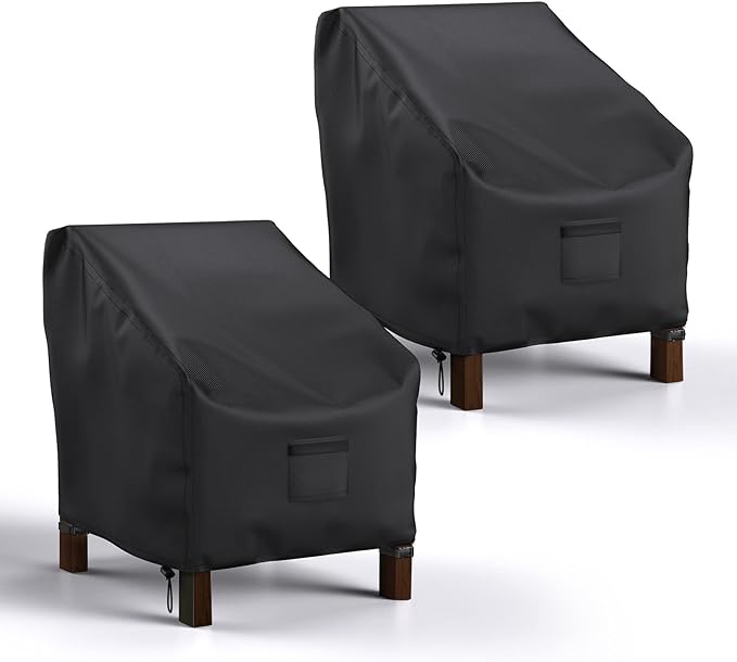 Mrrihand Patio Chair Covers Outdoor Furniture Covers Waterproof Lounge Deep Seat Cover Heavy Duty Lawn Patio Furniture Covers 2 Pack - 38W x 31D x 29H inch