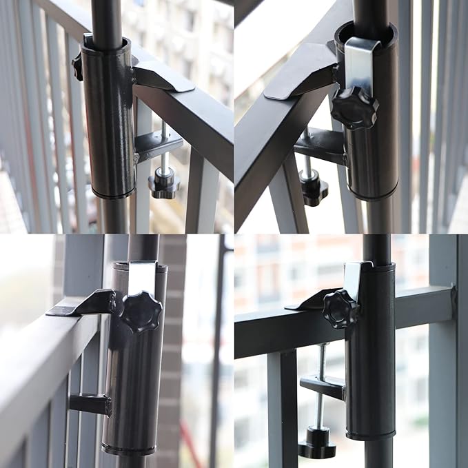 weallbuy Chair Umbrella Clamp Stand, Deck Umbrella Mount, Patio Umbrella Holder for Chair, Clamp Fixed Clip for Beach Fishing Outdoor Camping Boat Umbrella