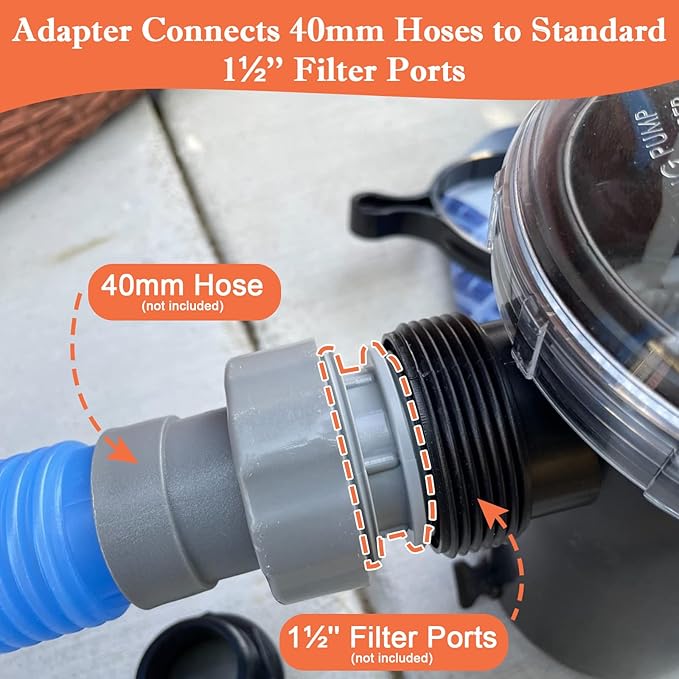 4560 Pool Hose Conversion Adapters Kit for Intex Hayward Coleman Pool Filter Pump Adapter 40mm to 1 1/2 Inch Kit for Intex Hose Conversion Adapter Kit Pool Hose Connector Above Ground Part - 4 Pack
