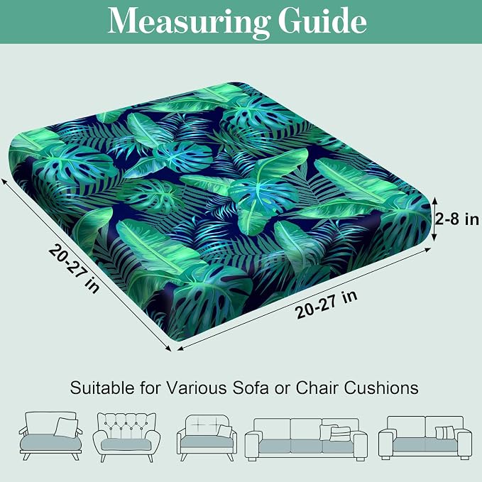 pickyNproud 14Pcs Patio Cushion Covers Stretch Outdoor Couch Cushions Slipcovers Replacement Washable Furniture Protector with Elastic Bottom Sofa Chair Seat Cover, Palm Leaves