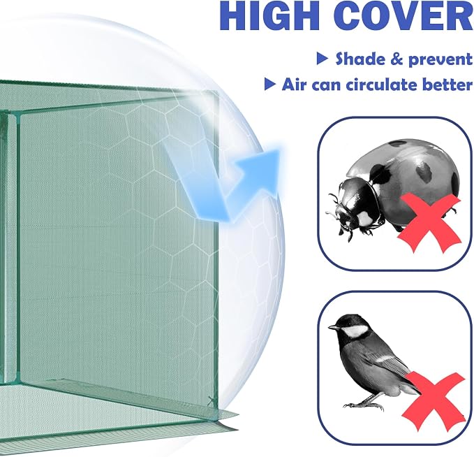4' x 8' x 6' Crop Cage Plant Protection Tent with Zippered Doors, Pest Guard Cover for Vegetable Garden, Raised Beds, Fruits & Outdoor Plants, Dark Green