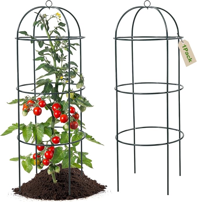Trellis for Climbing Plants Outdoor, 60" Tall, 21" Dia, Heavy Duty Metal Garden Trellis Tower Potted Cages for Flowers Fruits Vegetable Cucumber Tomato Rose Clematis Pea Bean Raised Bed Trellises