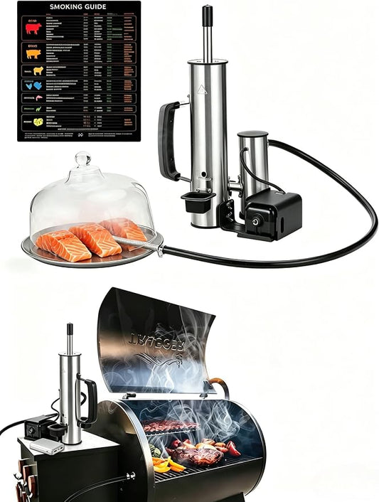 Advanced Smoke Tube for Pellet Smoker, Upgrade Cold Smoker Generator for Gas Grilling, Cordless Electric Cold/Hot Smoker Generator, Bonus Magnetic Smoking Guide, Fits Any Grill - Perfect Gifts for Men