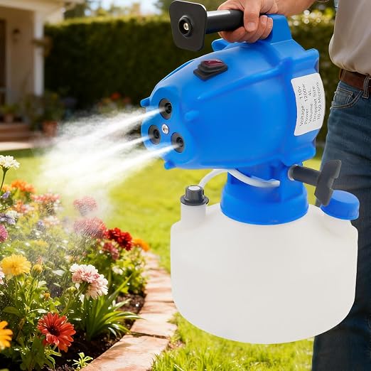 4L (1.06 Gallon) ULV Electric Portable Fogger Sprayer Machine, 1200W Handheld Cold Fogger Sprayer Machine wirh 3 Adjustable Nozzle, 26.25ft Spraying Distance for Garden, Yard, School, Hotel, Church
