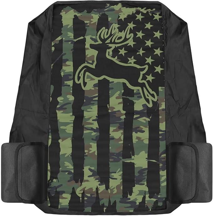 American Flag Tractor Seat Cover with Drink Pouch Deer Lawn Mower Seat Cover Protector with Elastic Edge Non Slip Tractor Accessories Gift for Friends