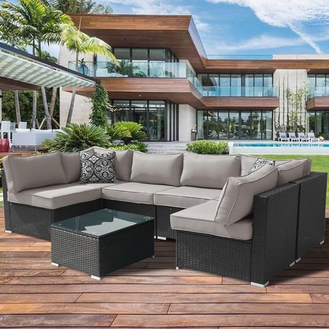 14Pcs Outdoor Cushion Covers Replacement Washable w/Zipper for 6-Seaters Sofa Patio Slipcovers Set Seat and Back Covers Only-25x25x3.15inch