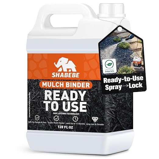 Mulch Binder -1 Gallon Ready to Use Rock Glue for Landscaping, Fast-Dry No Dilution Landscape Rock Glue, Gravel Stabilizer, Intertek Test Pea Gravel Glue, Pet Safe for Garden Bed, Patio, Yard