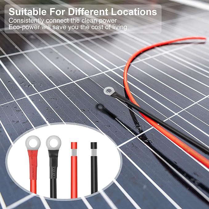 10 Gauge Battery Cable, 10 Gauge Wire Connect Charge Controller to Battery Cable, for Solar Panels Automotives RVs Motorcycles Boats (10AWG 16FT)