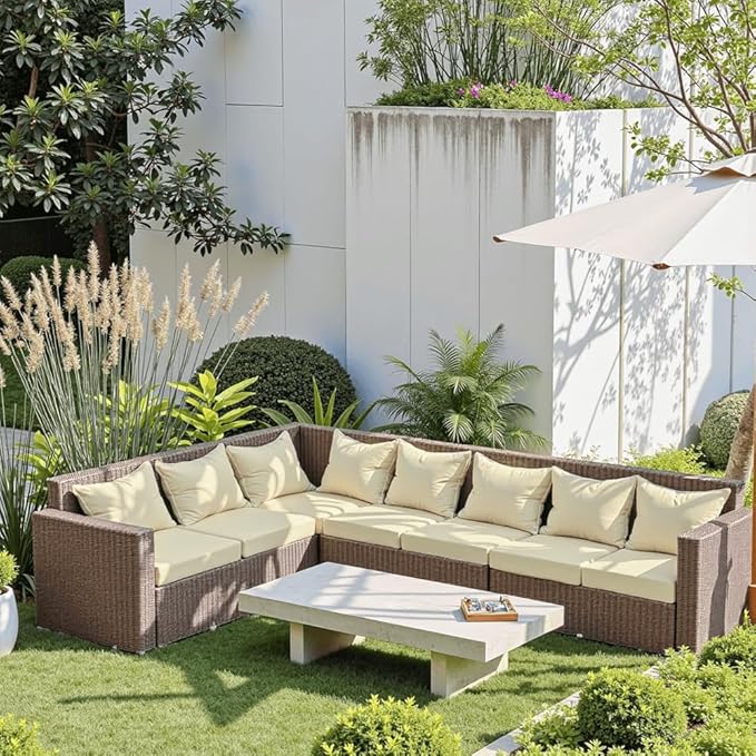PatioGlow Outdoor Seat Cushion Set 24 x 24 x 4 Inch, Waterproof & Fade Resistant Patio Furniture Cushions with Removable Cover and Ties, Thick Deep Seating Pads for Outside Chair Sofa Couch, Yellow