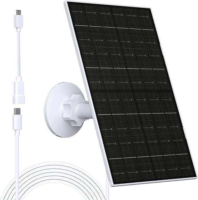 Zivif 7W Solar Panel for Eufy Camera, Solar Charger Compatible with EufyCam 2/2 Pro/2C/2C Pro/E20/E40/E, USB C & Micro USB Plug, IP66 Waterproof, 7.2ft Cable