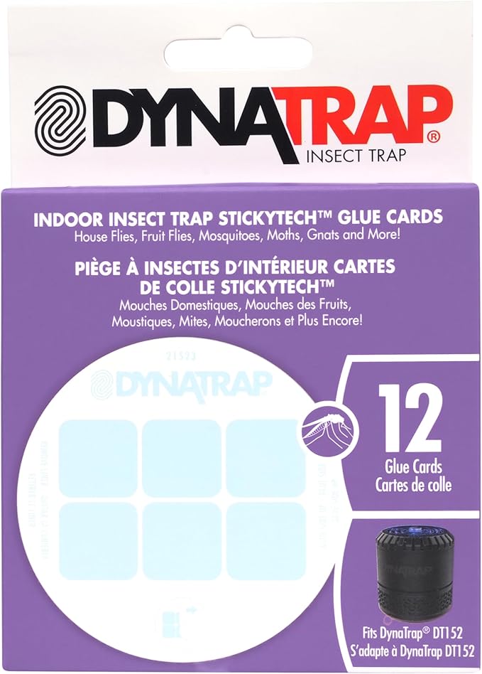 DynaTrap 21523 Replacement StickyTech Glue Boards for DT152 Indoor Insect Trap and Killer – 144 Pack