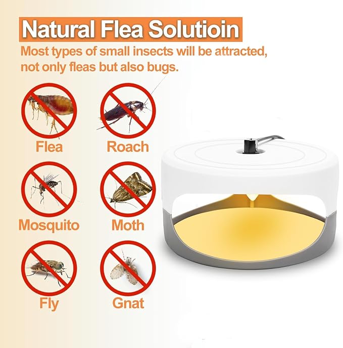 2026 Flea Traps for Inside Your Home - 4 Packs Indoor Bed Bug Interceptor & Flea Light Trap with 12 Sticky Discs & 12 Bulbs for Fleas, Bed Bug & Tick, Fleas Catcher for Bedrooms, Living Rooms