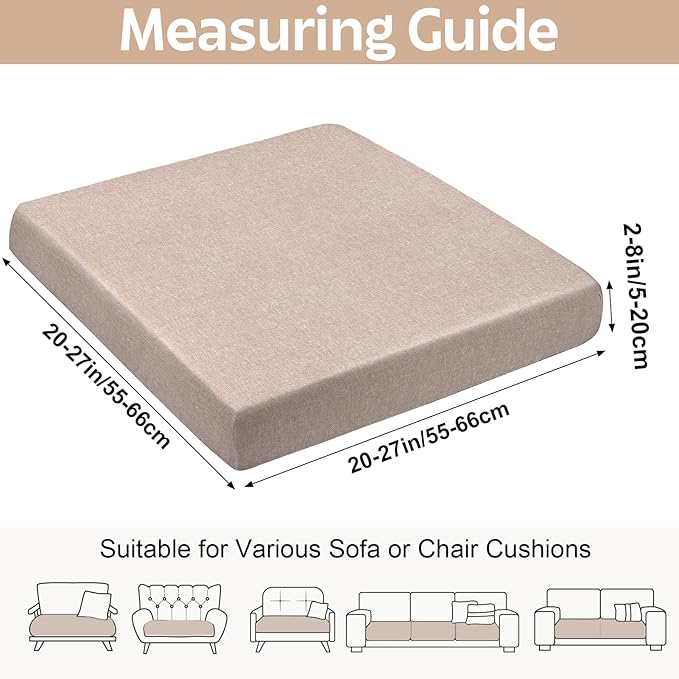 pickyNproud 4Pcs Patio Cushion Covers Stretch Outdoor Couch Cushions Slipcovers Replacement Washable Furniture Protector with Elastic Bottom Sofa Chair Seat Cover, Blush Khaki