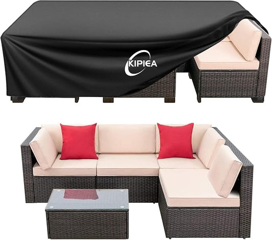 Kipiea Patio Furniture Covers Waterproof Winter, Heavy-Duty Outdoor Furniture Set Covers for Table Chairs, Anti-UV, No Tears or Fading (74" L x 47" W x 28" H)