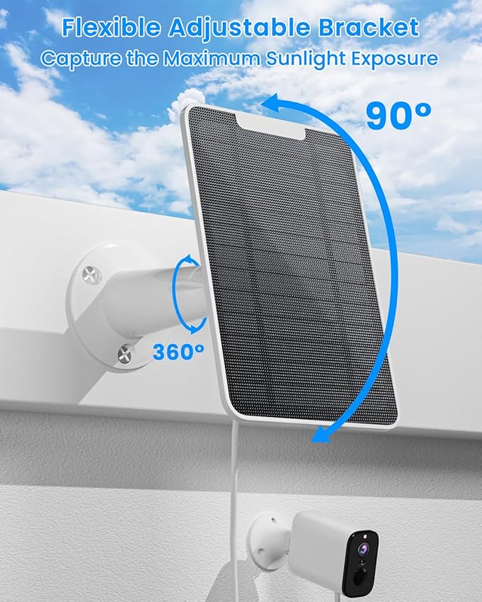 Solar Panel Charger with Micro USB Connection Compatible with Arlo Essential Spotlight/XL Spotlight Camera, 5W Arlo Essential Solar Panel, IP65 Waterproof 10ft Cable, (Not for 2K/2nd Gen), 2 Pack