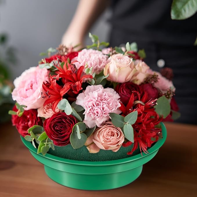Hahood 8 Packs Green Floral Foam Rounds in Bowls DIY Flower Arrangement Kit for Fresh and Artificial Flowers, 4.7 Inch Diameter, Simple Style, Flower Foam, ARTIFICIAL PLANT