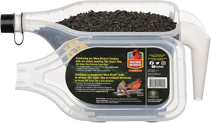 More Birds 3N1 Bird Seed Super Tote and Storage, 5 lb Seed Capacity