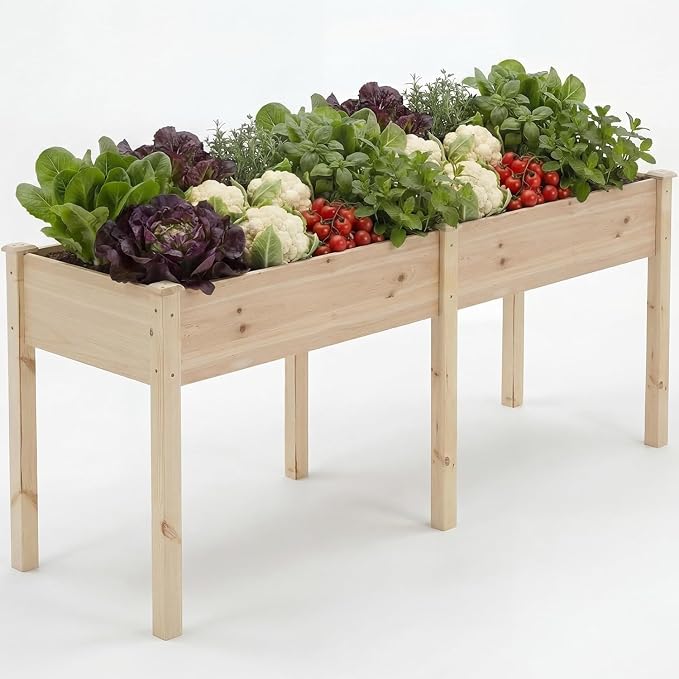 Simple Deluxe Raised Garden Bed with Legs, 72 x 23 x 30 Inch Wooden Planter Box with Liner, Elevated Outdoor Garden Box for Patio, Balcony & Backyard Use, Wood