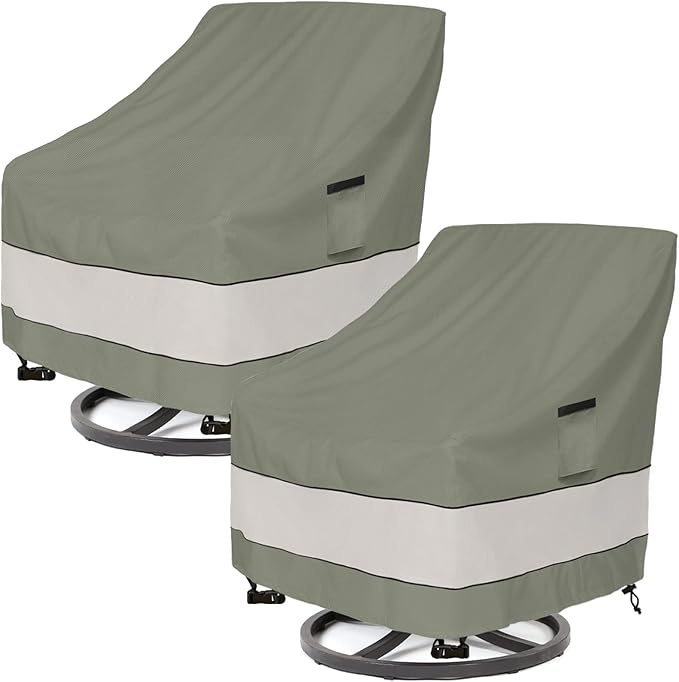 Patio Chair Covers Waterproof Patio Furniture Covers,33W x 37D x 38 H Inches Outdoor Swivel Chair Cover 2 Pack -Grayish Green