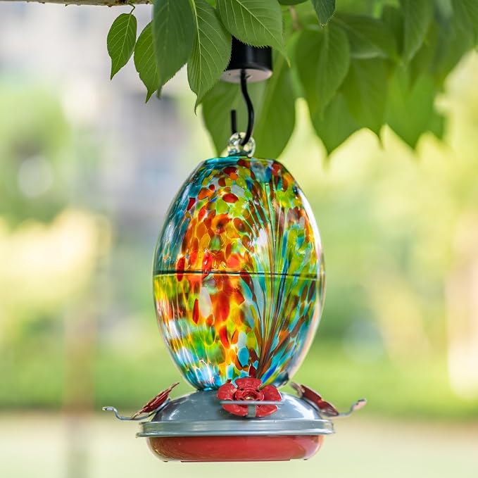 Muse Garden Gifts for Women Glass Hummingbird Feeder for Outdoors Hanging, Birthday Mother‘s Day Christmas Valentine Hummingbird Gifts for Women Mom, Ant Moat Included, 2 Pack, Fireworks and Nebula | Muse Garden Gifts for Women Glass Hummingbird Feeder...