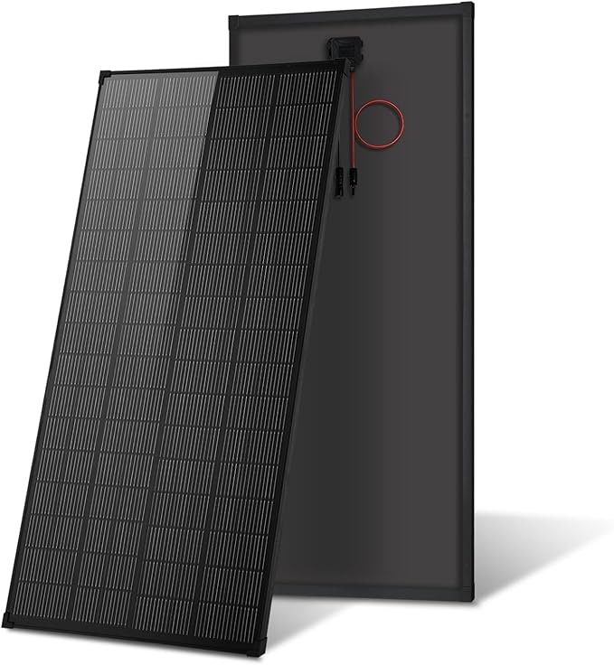 Solar Panels N-Type 16BB 200W Solar Panel, 200 Watt Solar Panel 18V A+ Monocrystalline Cell 25% High Efficiency, for RV Van Marine Home Rooftop Off-Grid Systems (52.4" x 30.1", Single Black)