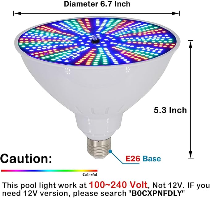 2025 Upgraded 50W Color LED Pool Light Bulb, RGB Color Changing Pool Lights for Inground Swimming Pool, Replacement Bulb for Pentair Hayward Fixtures (120V 50W)