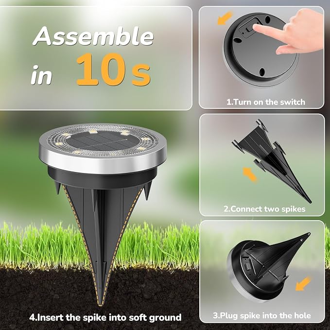 INCX Solar Ground Lights, 24 Pack Solars Light Outdoor Waterproof, Solar Garden Lights Landscape Lighting for Patio Pathway Lawn Yard Deck Driveway Walkway, Warm White