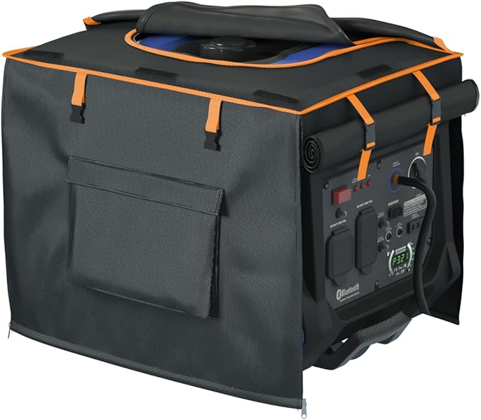 NGB Outdoor Generator Cover, 24.8L x 20.2W x 20.8H for Universal Most Inverter Generators Made of 600D Plus 210D Double Layer Heavy Duty Waterproof Fabric with Waterproof Top Cover for Refueling