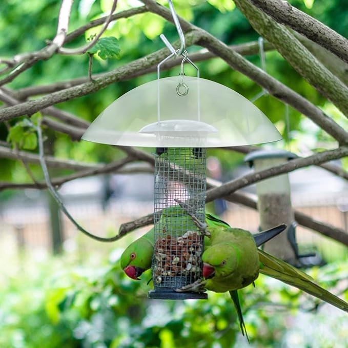 2 Pcs Squirrel Baffles Bird Feeder Rain Guard Bird Feeders Protective Cover Clear Round Protective Dome Rain Anti-Squirrel Protective Cover for Hanging Bird Feeders Outdoor Garden - 10''