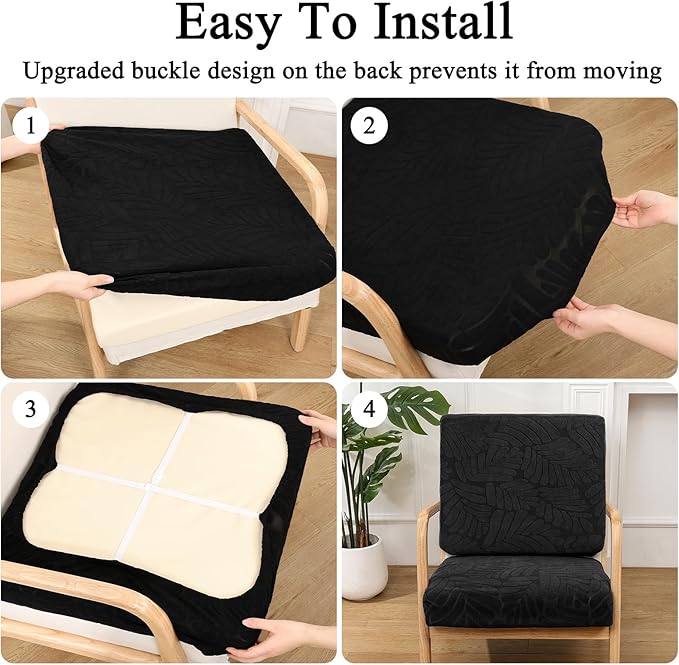 HEBE Stretch Patio Cushion Covers Set 8pcs,Waterproof Outdoor Couch Covers Replacement,Washable Reusable Seat Cushion Slipcovers for Patio Furniture Protector,Chair Cushion Cover