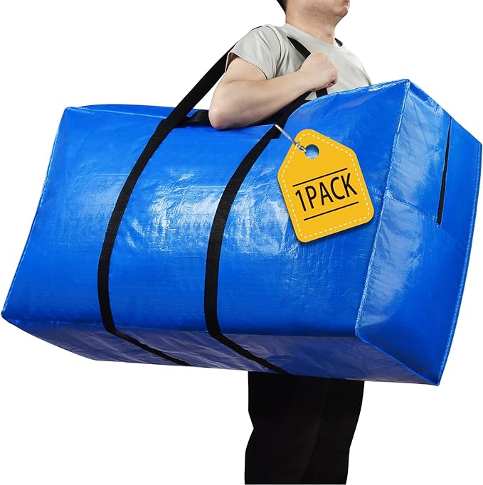 155 Gallon Extra Large Storage Bags, Zippered Outdoor Cushion Furniture Storage Bag with Handles,Jumbo Large Moving Bags Heavy Duty, Christmas Tree Bag, 60x30x20 inch - 1PACK