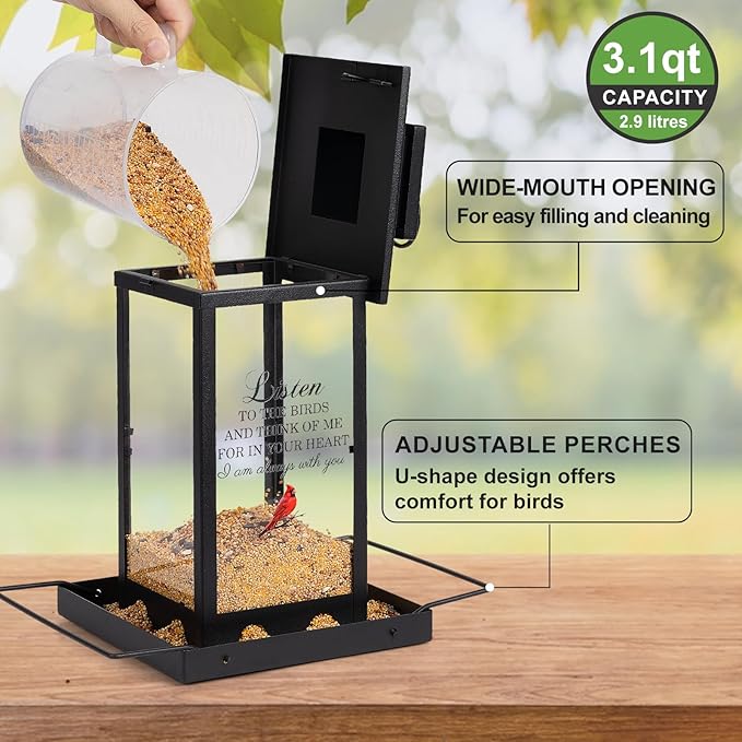 Urllinz Memorial Bird Feeders for Outdoors, Sympathy Gifts for Loss of Loved One Dad Mom, Remembrance Condolences Bereavement Memorial Gift Idea, Funeral Condolence in Loving Memory