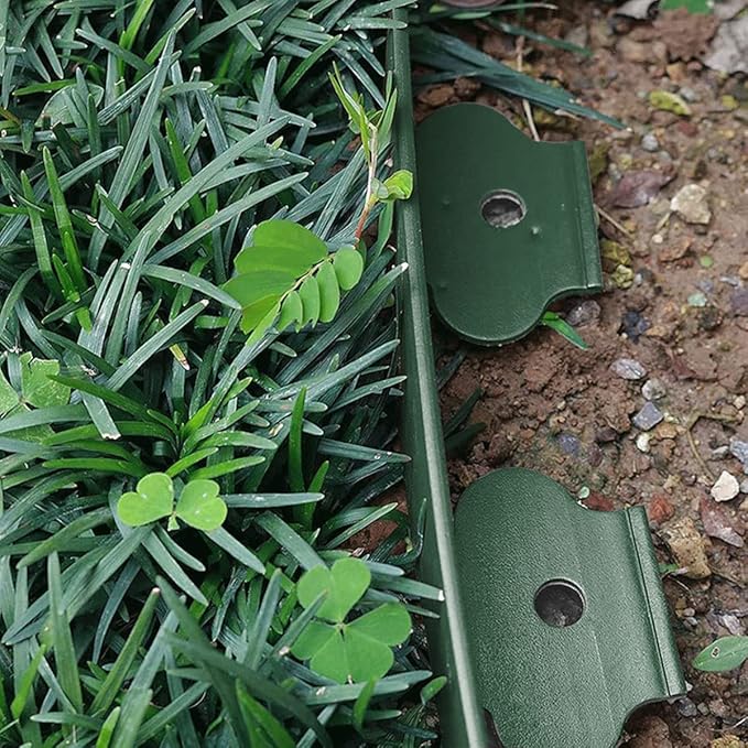 Landscape Edging 33FT,Garden Edging Borders [Extra Tall 4IN High] Flexible Lawn Edging Kit with Total 50pcs Stakes,Mini Plastic Fence Edge Used for Yard,Flowerbeds,Landscaping,Grass,Tree -Green