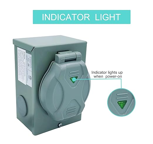 30-Amp Generator Inlet Box, NEMA L14-30P RV Generator Power Inlet Box, Indoor/Outdoor Waterproof Transfer Switch PB30 Inlet Box Plug, 4 Prong 125/250 Volts, Up to 7,500 Watts, ETL Listed