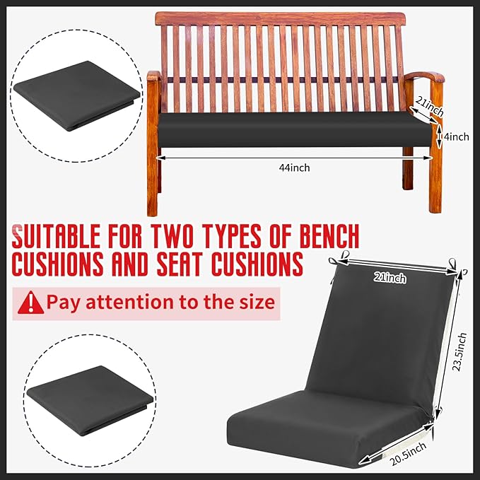 Tudomro 4 Pcs Outdoor High Back Chair Cushion Covers (Not Includes Cushion) Waterproof Patio Replacement Rocking Chair Slipcover Seat Pad Cover with Tie for Furniture (Dark Gray,44'' X 21'')